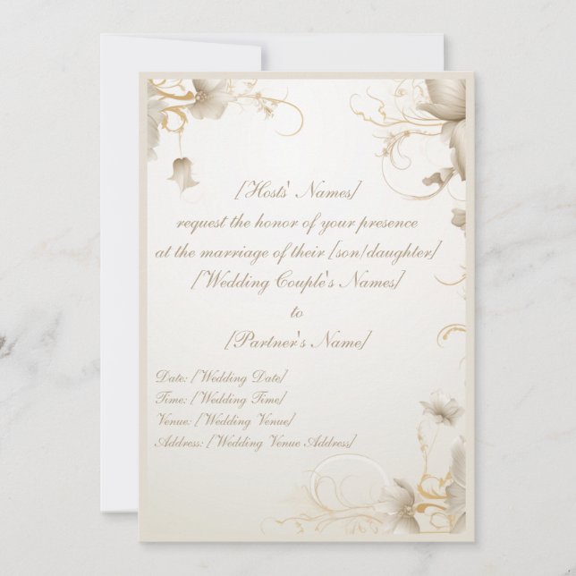 Invitation chic et élégante Fleur d'or Gala  (Devant)