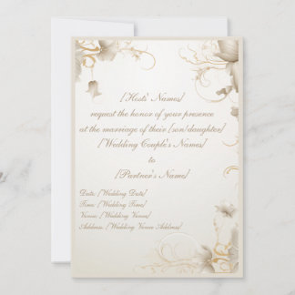 Invitation chic et élégante Fleur d'or Gala