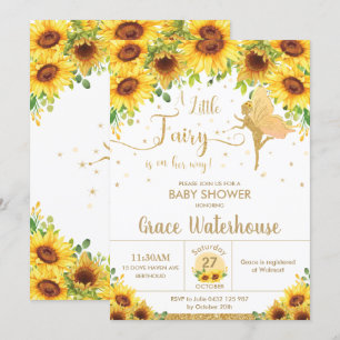 Invitation Chic Fairy Sunflower Floral Baby shower Girl