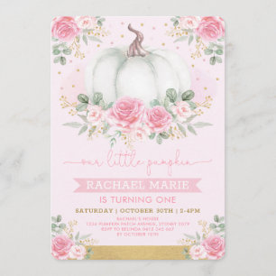 Invitation Chic Fall Citrouille Blush Pink Floral Roses Anniv