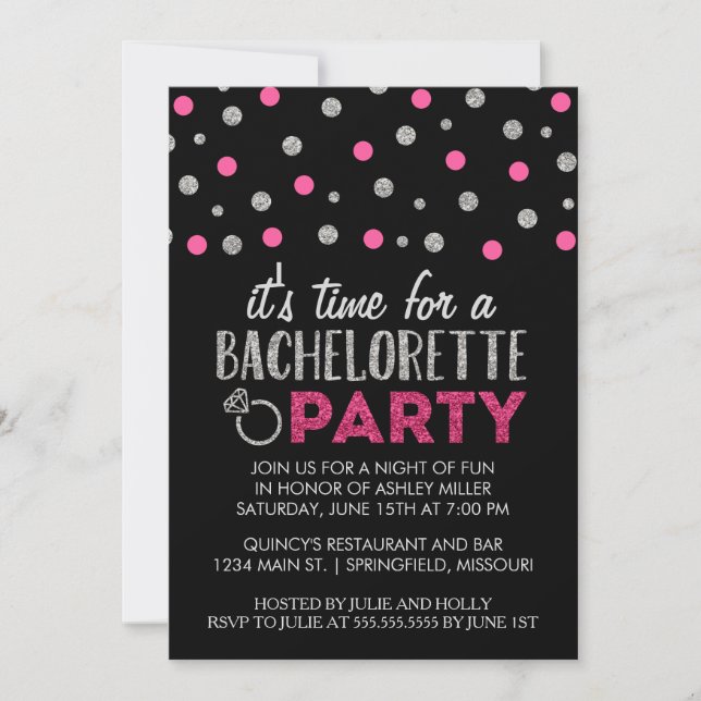 Invitation Chic Faux Parties scintillant Bachelorette Invitat (Devant)