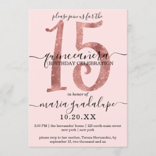 Invitation Chic Faux Rose Gold Parties scintillant Blush Pink
