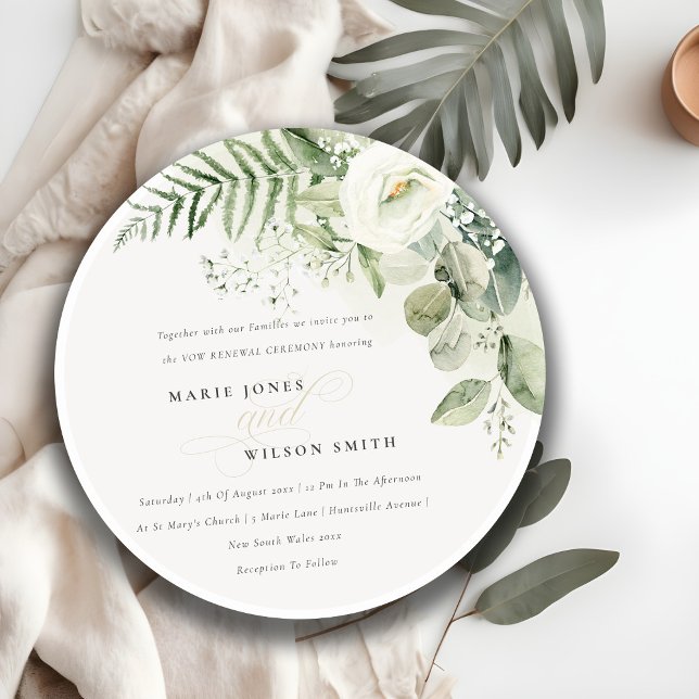 Invitation Chic Fern Eucalyptus Verdure Foliage Vow Renouvell (Créateur téléchargé)