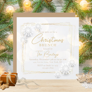 Invitation Chic Festive Festive Snowflakes Noël Brunch