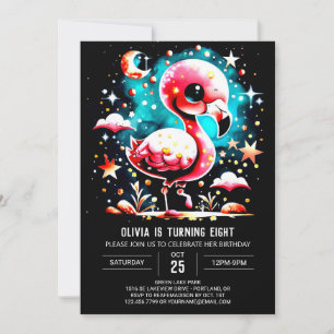 Invitation Chic Flamant rose Aquarelle Anniversaire