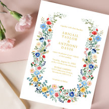 Chic Fleur sauvage Wreath Gold Script Jardin Maria