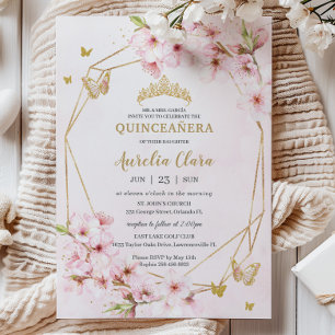 Invitation Chic Fleurs de cerise Floral Quinceañera Sweet 16