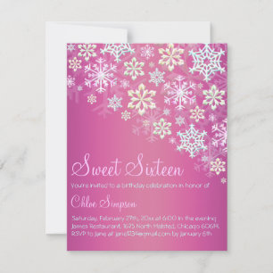 Invitation chic flocon de neige rose chaud pour Sw