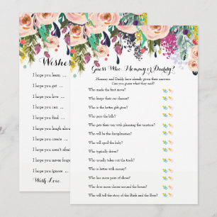 Invitation Chic Floral Garden Baby shower Jeux x2