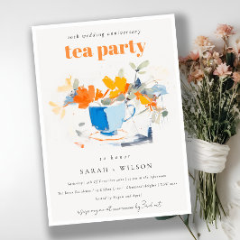 Invitation Chic Floral Tea Cup Mariage Anniversaire Tea Party