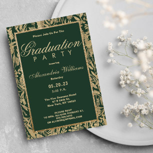 Invitation Chic forêt verte or parties scintillant florale Gr