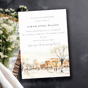 Invitation Chic Forgo North Dakota City Scape Baby shower
