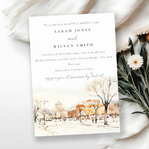 Invitation Chic Forgo North Dakota City Scape Couples Douche