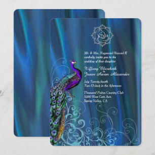 Invitation Chic Ganesha Blue Satin et Peacock Mariage Invit