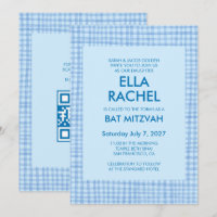 Chic Gingham Moderne Code QR Personnalisé Bar Mitz
