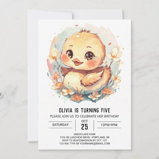 Invitation Chic Girl Duck Anniversaire (Devant)