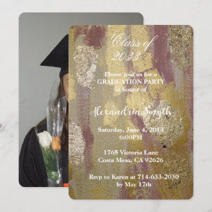 Invitation Chic Glam Gold Clay Pink Graduation Votre photo