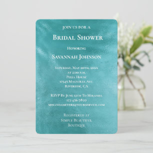 Invitation Chic Glam Turquoise Aqua Fête des mariées bleue