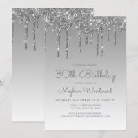 Chic Glitter Drip Argent 30e Anniversaire