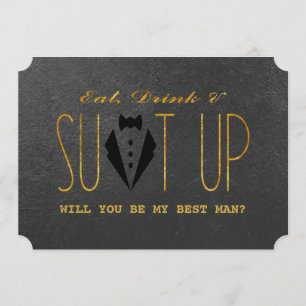 Invitation Chic Gold & Black VOUS SEREZ MON MEILLEUR HOMME