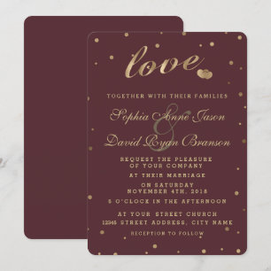 Invitation Chic Gold Confetti Love Mariage Bourgogne Inviter