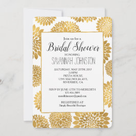 Invitation Chic Gold Flowers douche nuptiale