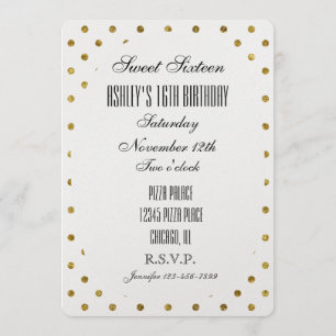 Invitation Chic Gold Glam Dots Sweet 16