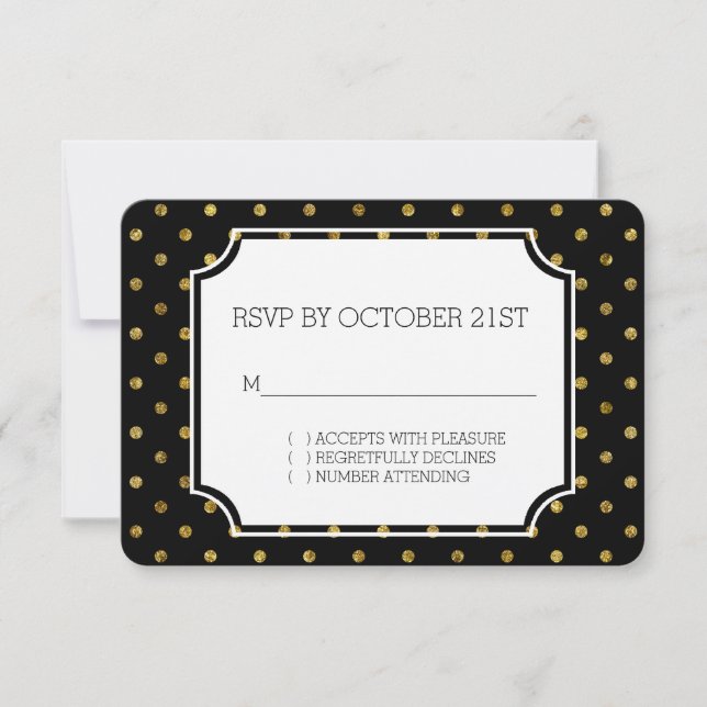 Invitation Chic Gold Glam et Points Noirs RSVP (Devant)