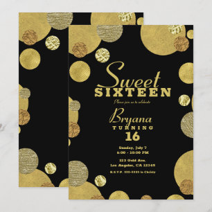 Invitation Chic Gold Glamor Dots Trendy Sweet 16 Party