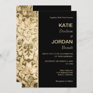 Invitation Chic Gold Mariage damassé