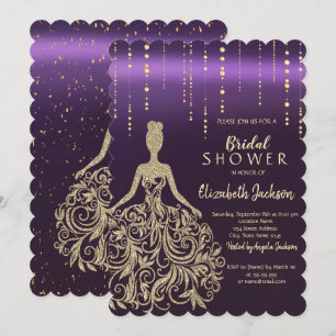 Invitation Chic Gold Parties scintillant robe violet Fête des