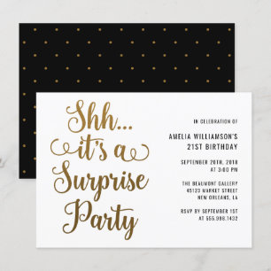 Invitation Chic Gold Shh... C'est une typographie de parti su