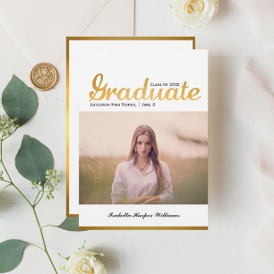 Invitation Chic Gold Trendy Graduation Classe photo de 20XX