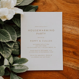 Invitation Chic Gold Typographie Fête de réchauffement domest