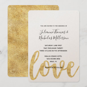 Invitation Chic Gold White Love Wedding Invite