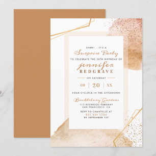 Invitation Chic Golden Abstrait Dots Unique Surprise Party