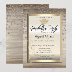 Invitation Chic Graduation Cap, Diamants de verre Graduation