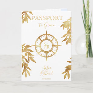 Invitation Chic Grèce Destination Mariage Passeport QR Code