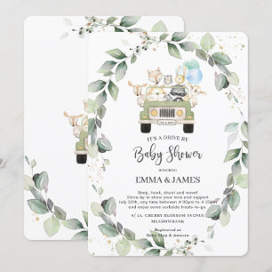 Invitation Chic Green Woodland Drive Par Baby shower Boy