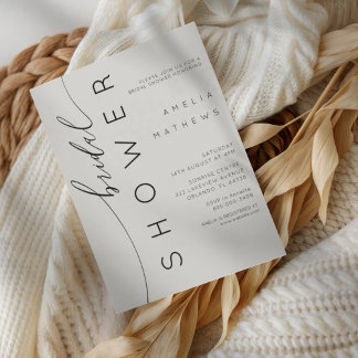 Invitation Chic Gris Clair & Typographie Élégante Baby Shower