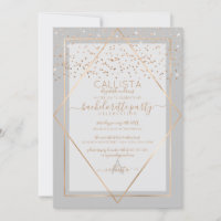 Chic Gris Gold Confetti Bordure Bachelorette