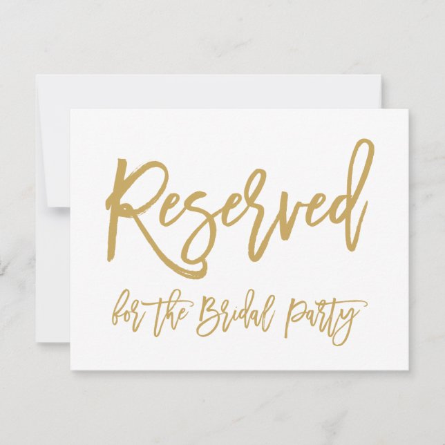 Invitation Chic Hand Letted Gold Réservé Parti nuptiale (Devant)
