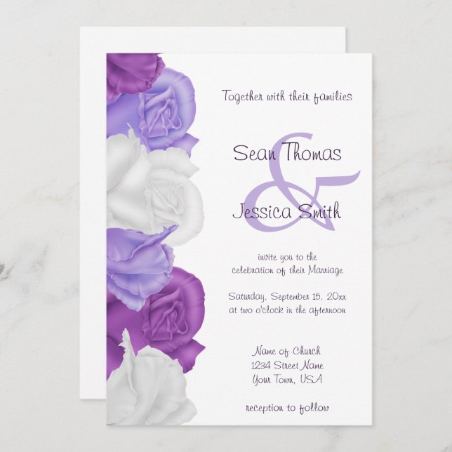 Invitation Chic Heirloom Rose Mariage (Devant / Derrière)