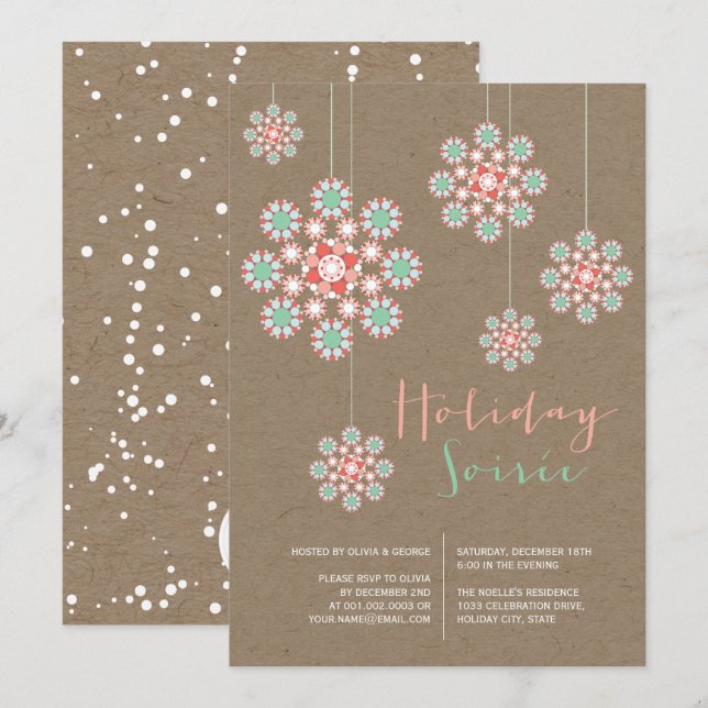 Invitation Chic Holiday Soiree Party (Devant / Derrière)