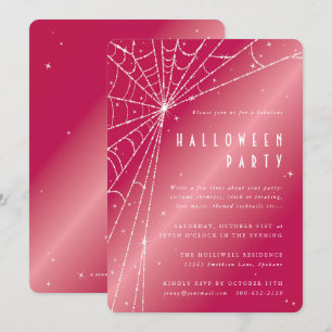 Invitation Chic Hot rose étincelant Spider Web Halloween Part