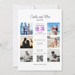 Invitation Chic Instagram Photo Collage RSVP QR Code Mariage