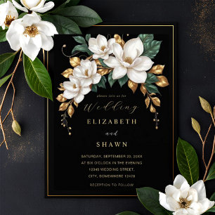 Invitation Chic Ivory Magnolia Cotton Garden Mariage