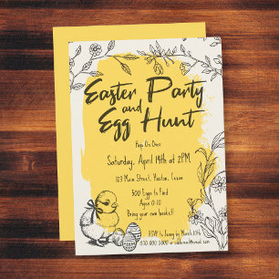Invitation Chic Jaune fête de Pâques et chasse aux oeufs