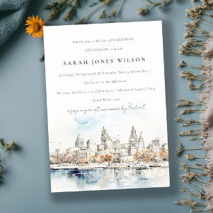 Invitation Chic Kansas City Missouri Aquarelle Anniversaire
