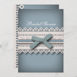 Invitation Chic Lace Cute Bow quelque chose de bleu nuptiale 